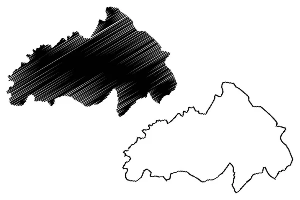 Distrito de Berea (Distrito de Lesotho, Reino de Lesotho) mapa vector ilustración, garabato bosquejo mapa de Berea — Vector de stock