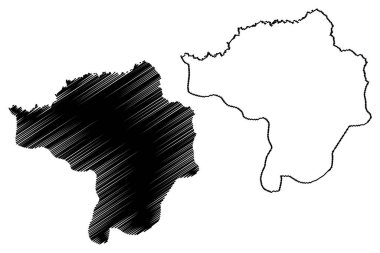 Butha-Buthe Bölgesi (Lesotho Bölgesi, Lesotho Krallığı) harita vektör çizimi, karalama çizimi Butha Buthe haritası