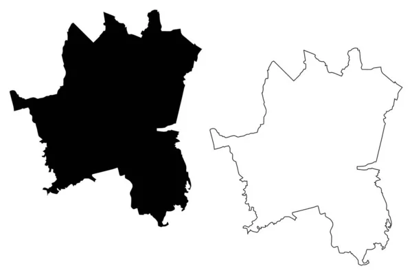 卡托维兹市（波兰共和国，西里西亚）地图矢量图解，速写草图卡托维兹市地图 — 图库矢量图片
