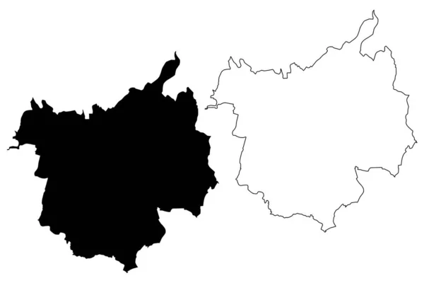 Ostrava City (Czech Republic, Czechia, Moravian-Silesian) mapa vector illustration, scribble sketch Ciudad de Ostrava mapa — Vector de stock