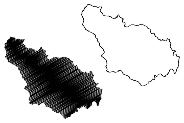 Distretto di Gjakova (Repubblica del Kosovo e Metochia, Distretti del Kosovo, Repubblica di Serbia) mappa vettoriale illustrazione, scarabocchio Dakovica ma — Vettoriale Stock