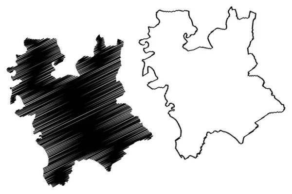 Zentralbanat (Republik Serbien, Bezirke in der Vojvodina) Kartenvektorillustration, Kritzelskizze Zentralbanat-Karte — Stockvektor