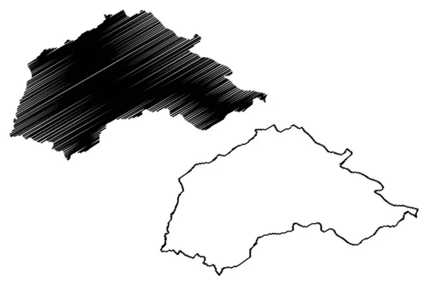 Jablanica District (Republika Serbii, Dystrykty w południowej i wschodniej Serbii) mapa wektor ilustracja, skecz bazgroły Jablanica mapa — Wektor stockowy