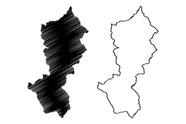 Distrito de Moravica (República de Serbia, Distritos de Sumadija y Serbia Occidental) mapa vector ilustración, boceto de garabato Mapa de Moravica — Archivo Imágenes Vectoriales