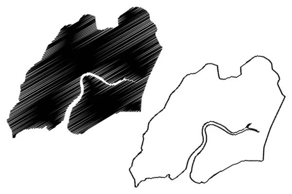 Biombo Region (Republic of Guinea-Bissau, Regions of Guinea Bissau) map vector illustration, scribble sketch Biombo map — 스톡 벡터