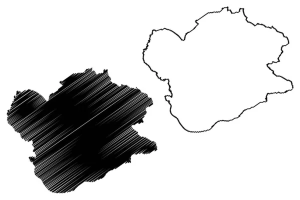 South Banat District (República de Serbia, Distritos en Vojvodina) mapa vector ilustración, boceto garabato South Banat mapa — Vector de stock