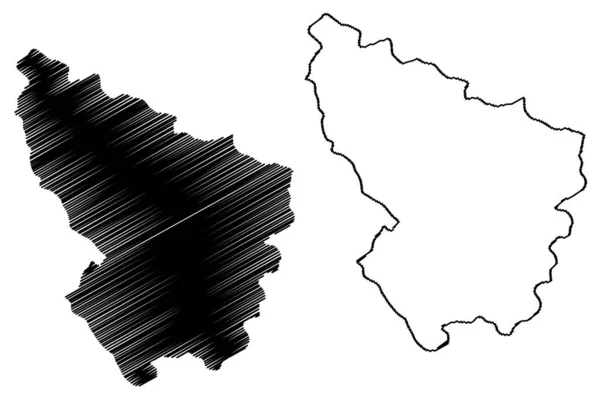Sumadija district (Republik Serbien, Bezirke in sumadija und Westserbien) Kartenvektorillustration, Kritzelskizze sumadija map — Stockvektor
