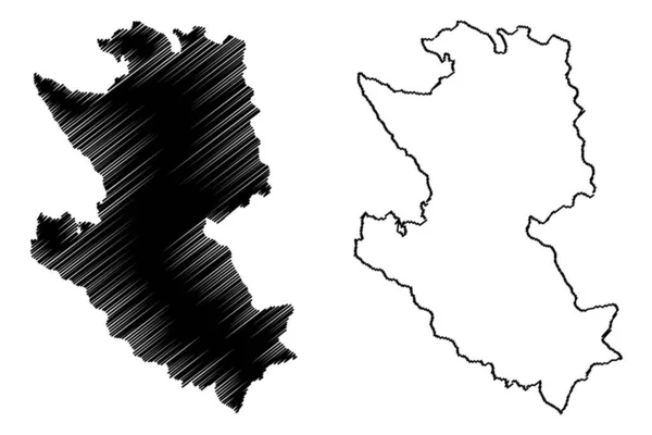Zlatibor District (República da Sérvia, Distritos em Sumadija e oeste da Sérvia) mapa ilustração vetorial, scribble esboço Zlatibor mapa — Vetor de Stock
