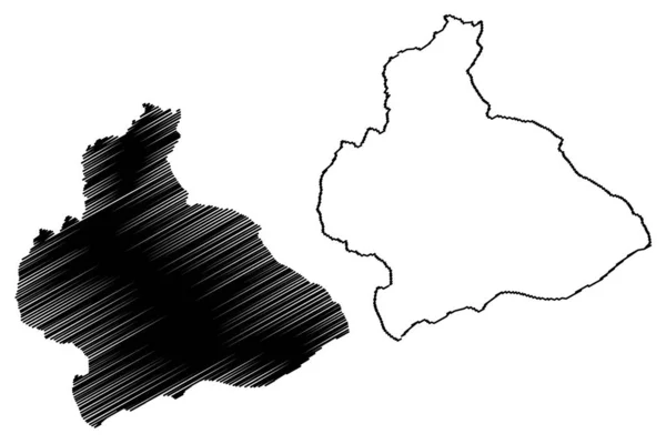 Município de Manufahi (Municípios de Timor-Leste, República Democrática de Timor-Leste, ilha) mapa ilustração vetorial, rabisco esboço Manufahi mapa —  Vetores de Stock