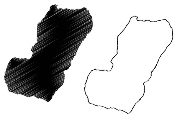 Bioko eiland (Republiek Equatoriaal Guinee) kaart vector illustratie, krabbel schets Fernando Po kaart — Stockvector