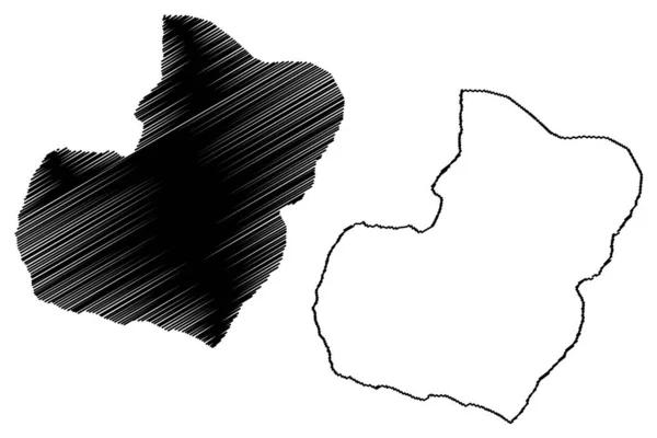 Bioko Sur (赤道几内亚共和国，赤道几内亚共和国各省)地图矢量图解，速写草图Bioko Sur省(比奥科岛)地图 — 图库矢量图片