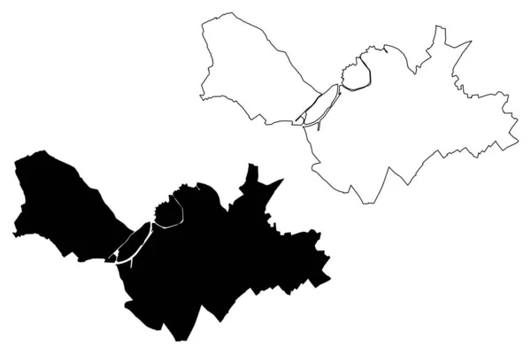 Città di Lilla (Repubblica Francese, Francia) mappa vettoriale illustrazione, abbozzo scarabocchio Città di Lilla mappa — Vettoriale Stock