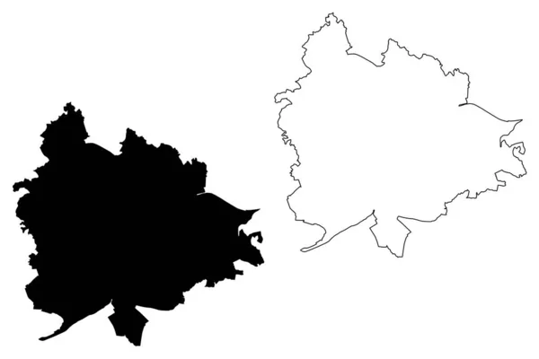 Ljubljana stadt (republik slowenien) karte vektorillustration, kritzelskizze stadt ljubljana karte — Stockvektor