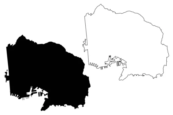 Toulon city (franz. Republik, franz.) karte vektorillustration, kritzelskizze stadt toulon map — Stockvektor