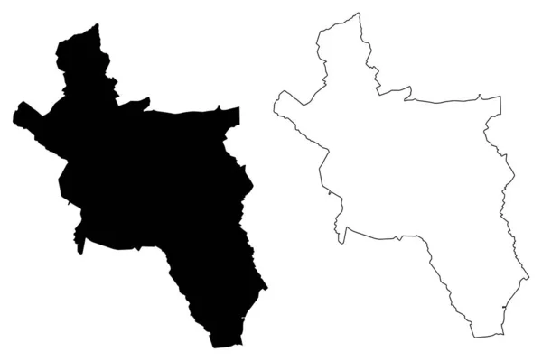 Aachen City (Spolková republika Německo, Severní Porýní-Vestfálsko) mapa vektorová ilustrace, čmáranice Mapa města Bad Aachen (Aix-la-Chapelle) — Stockový vektor