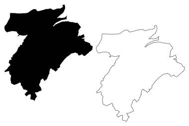 Lüksemburg Şehri (Lüksemburg Büyük Dükalığı) harita vektör illüstrasyonu, Lüksemburg haritasının taslağını çizin