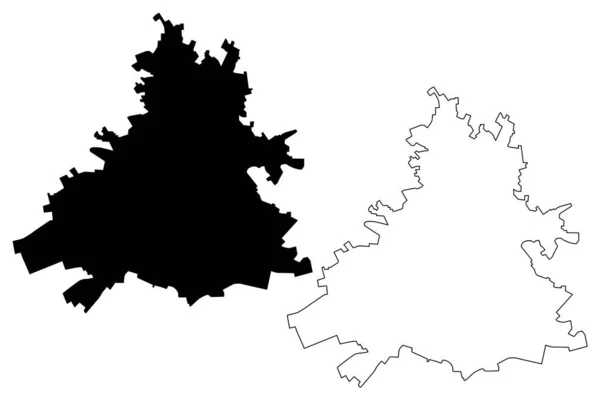 Pristina Stad (Republiken Kosovo) karta vektor illustration, klotter skiss Staden Pristina karta — Stock vektor
