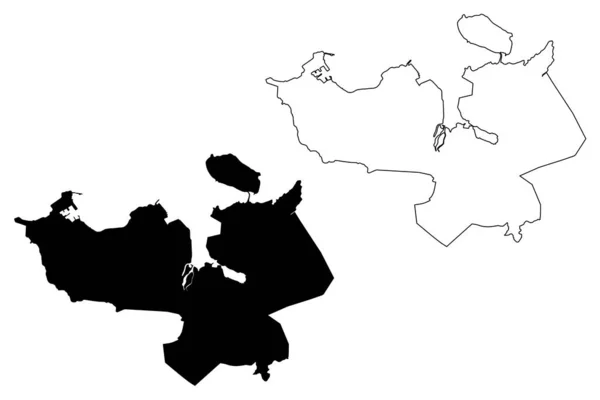 Reykjavik City (Island, ostrov) mapa vektorové ilustrace, čmáranice Mapa města Reykjavík — Stockový vektor