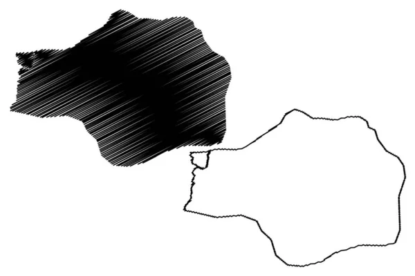 Borough of Chaguanas (Corporaciones y municipios regionales, República de Trinidad y Tobago) mapa vector ilustración, garabato bosquejo Chaguanas mapa — Vector de stock