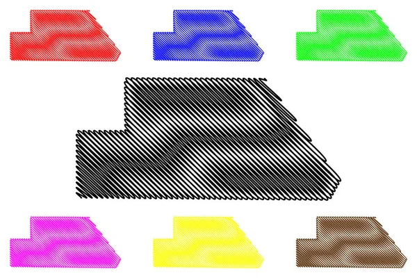 Ghanzi District (Distritos do Botsuana, República do Botsuana) mapa ilustração vetorial, esboço de rabiscos Gantsi mapa — Vetor de Stock