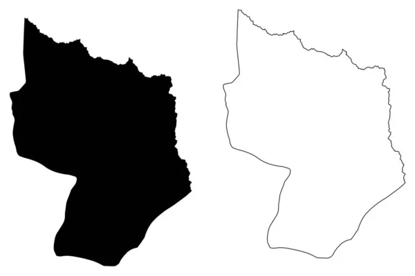 Графическая векторная иллюстрация муниципалитета Дельцево (Республика Македония, Восточный статистический регион), каракули на карте Дельцево — стоковый вектор