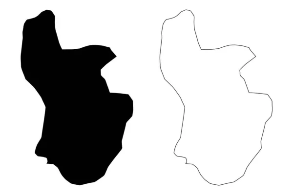 Municipiul Krivogastani (Republica Macedonia de Nord, Regiunea Statistică Pelagonia) hartă vector ilustrație, schiță de scribble Krivogastani hartă — Vector de stoc