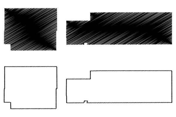 Kiowa és Logan County, Colorado (Egyesült Államok, Egyesült Államok, Egyesült Államok, USA, USA) térkép vektor illusztráció, scribble sketch Kiowa és Logan térkép — Stock Vector