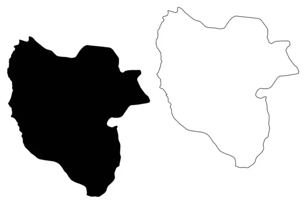 Município de Mavrovo e Rostusa (República da Macedónia do Norte, Região Estatística de Polog) mapa ilustração vetorial, esboço de rabiscos Mavrovo e mapa de Rostusa —  Vetores de Stock