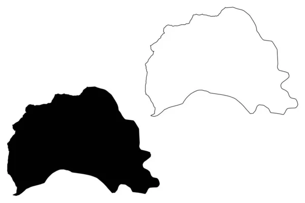 Municipio de Tetovo (República de Macedonia del Norte, Región Estadística de Polog) mapa vector ilustración, boceto de garabato mapa de Tetovo — Vector de stock
