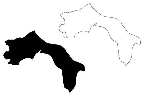 德巴尔市（马其顿共和国，西南统计区）地图矢量图解，速写草图德巴尔地图 — 图库矢量图片