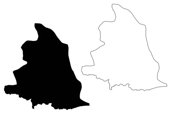 Municipalité de Gevgelija (République de Macédoine du Nord, Région statistique du Sud-Est) illustration vectorielle de la carte, croquis croquis Gevgelija carte — Image vectorielle