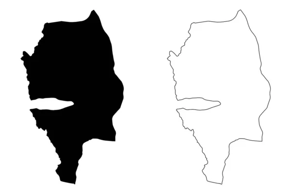 Municipio de Struga (República de Macedonia del Norte, Región Estadística del Sudoeste) mapa vector ilustración, garabato bosquejo mapa de Struga — Vector de stock