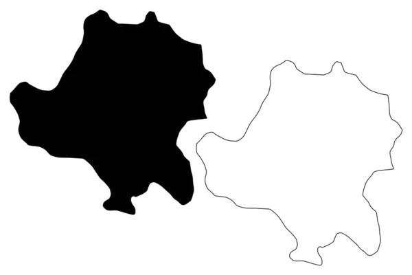 Radovis Município (República da Macedônia do Norte, Região Estatística do Sudeste) mapa ilustração vetorial, rabiscos esboço Radovis mapa — Vetor de Stock