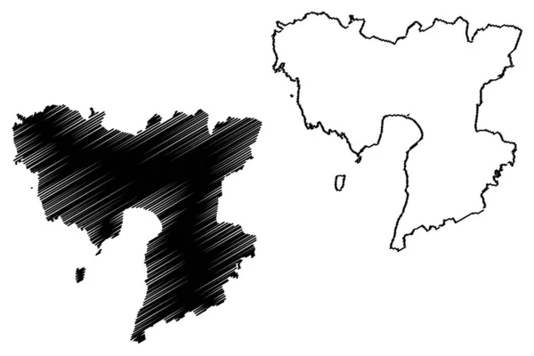 Parnu County (Republic of Estonia, Counties of Estonia) χάρτης διανυσματική απεικόνιση, scribble sketch Parnumaa χάρτης — Διανυσματικό Αρχείο