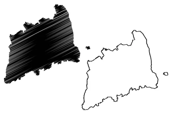 Comté de Tartu (République d'Estonie, Comtés d'Estonie) illustration vectorielle de la carte, croquis de gribouillis Tartumaa carte — Image vectorielle