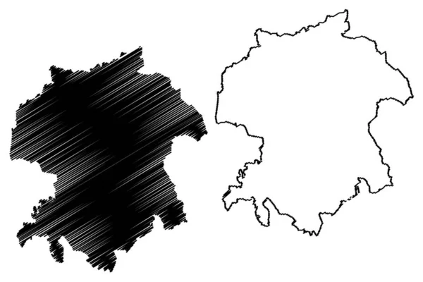 Viljandi County (República da Estónia, Condados da Estónia) mapa ilustração vetorial, rabisco esboço Viljandimaa mapa — Vetor de Stock