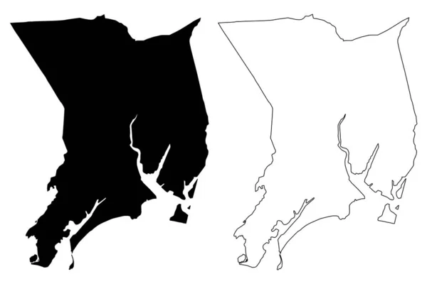 Bridgeport City, Connecticut (Estados Unidos da América, Estados Unidos da América, EUA) mapa ilustração vetorial, esboço de rabiscos Cidade de Bridgeport mapa —  Vetores de Stock