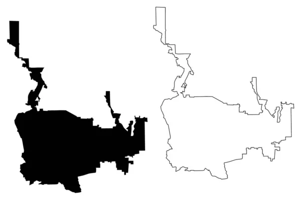 Pasadena City, California (Spojené státy americké, Spojené státy americké, usa city) map vector illustration, scribble sketch Mapa města Pasadena — Stockový vektor