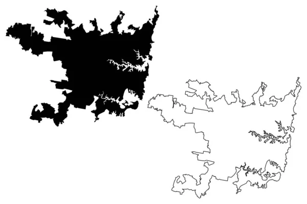 Sydney City, Nova Gales do Sul (Commonwealth of Australia, Australia city) map vector illustration, scribble sketch City of Sydney map — Vetor de Stock