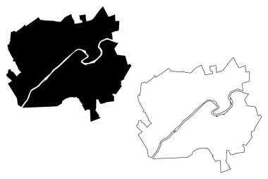 Valmiera Şehri (Letonya Cumhuriyeti, Letonya idari bölümleri, Cumhuriyetçi şehirler) harita vektör çizimi, çizim Valmiera haritası