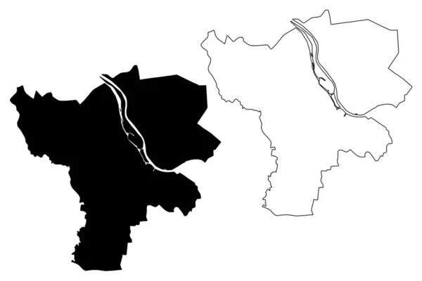 Jelgava市（拉脱维亚共和国、拉脱维亚行政区划、共和国城市）地图矢量图解、速写草图Jelgava地图 — 图库矢量图片