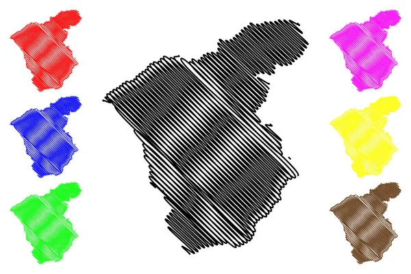 Ermera Município (Municípios de Timor-Leste, República Democrática de Timor-Leste, ilha) mapa ilustração vetorial, esboço de rabiscos Ermera mapa —  Vetores de Stock