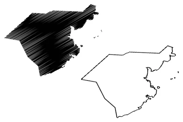 Grand Port District (Republic of Mauritius, island, Districts of Mauritius) map vector illustration, scribble sketch Grand Port map — ストックベクタ