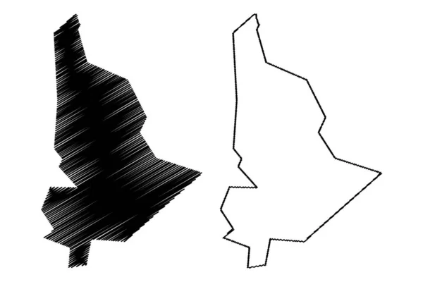 Plaines Wilhems kerület (Mauritiusi Köztársaság, sziget, Mauritiusi járás) térkép vektor illusztráció, firka vázlat Plaines Wilhems térkép — Stock Vector