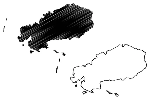 Île de Rodrigues (République de Maurice, île périphérique autonome, districts de Maurice) illustration vectorielle de la carte, croquis à griffes Carte de Rodrigues — Image vectorielle