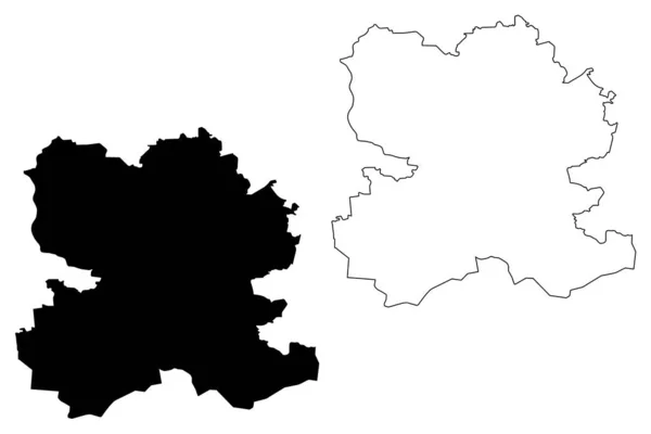 Município de Bauska (República da Letónia, divisões administrativas da Letónia, Municípios e suas unidades territoriais) mapa ilustração vetorial, esboço de rabiscos mapa de Bauska — Vetor de Stock