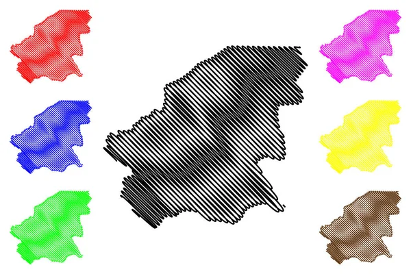 Oio Region (Республіка Гвінея-Бісау, регіони Гвінеї-Бісау) map vector illustrch, scribble skainch Oio map — стоковий вектор