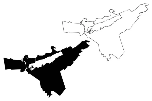 Obec Babite (Lotyšská republika, správní divize Lotyšska, obce a jejich územní jednotky) mapa vektorová ilustrace, čmáranice mapa Babite — Stockový vektor