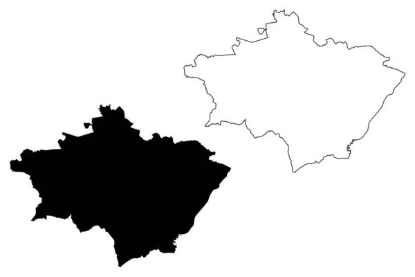 Gulbene Municipio (República de Letonia, Divisiones administrativas de Letonia, Municipios y sus unidades territoriales) mapa vector ilustración, boceto de garabato Gulbene mapa — Vector de stock