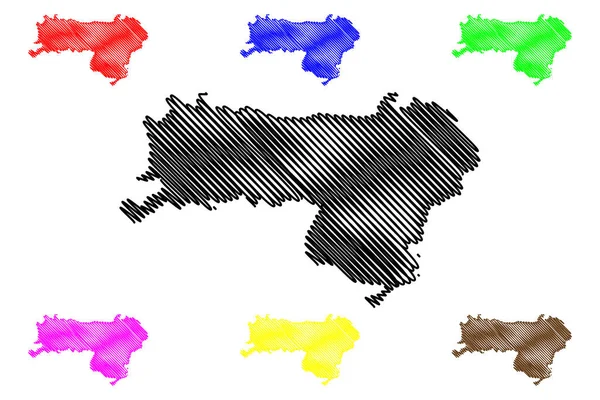 Distrito Srem República Sérvia Distritos Voivodina Mapa Ilustração Vetorial Esboço —  Vetores de Stock